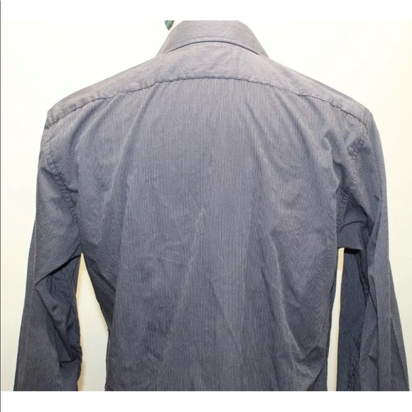 Vroom and Dreesmann Men Long Sleeve Shirt Polo Striped Dark Gray Small Cotton - Picture 6 of 12